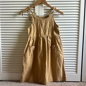 Charming Kids linen Dress in Mustard Yellow